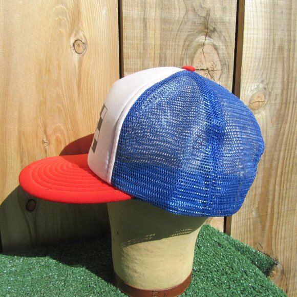 Vintage Checkers Flag Speedway Red White Blue Snapback Baseball Hat Trucker Cap - Picture 3 of 10